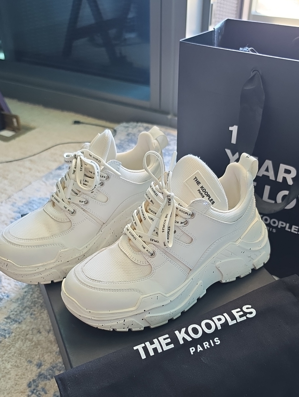The Kooples White Chunky Platform Sneakers with Branded Laces